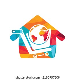 Globe shopping cart vector logo design. Online Shop logo designs concept.	