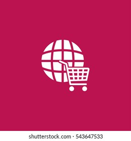 globe shopping simple icon illustration vector, for web and mobile design