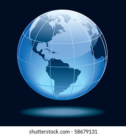 Globe showing earth with continents North and South America.