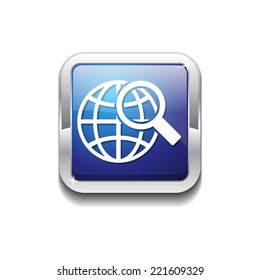 Globe Sign Blue Vector Icon Button