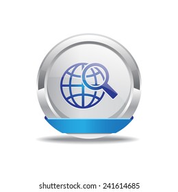 Globe Sign Blue Vector Icon Button