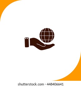 Globe sign. Brown icon on white background
