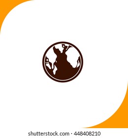 Globe sign. Brown icon on white background