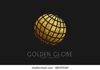 Globe sign. Golden globe logo. Creative logo