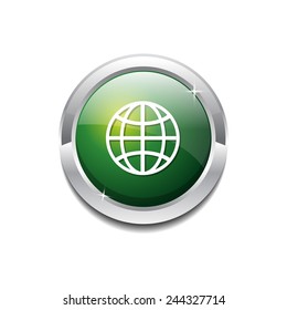 Globe Sign Green Vector Icon Button