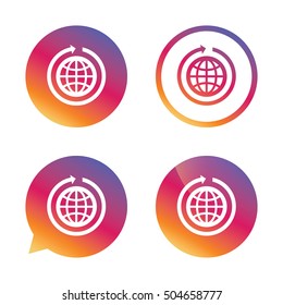 Globe sign icon. Round the world arrow symbol.