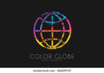 Globe sign icon. World symbol. Color globe design. Color world logo
