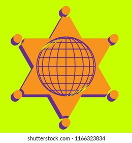 Globe sign illustration. 9 parallels and 9 meridian. Vector. 