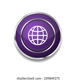 Globe Sign Purple Vector Icon Button
