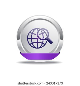 Globe Sign Purple Vector Icon Button