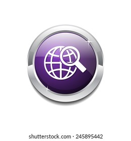 Globe Sign Purple Vector Icon Button