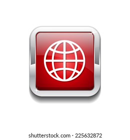 Globe Sign Red Vector Icon Button