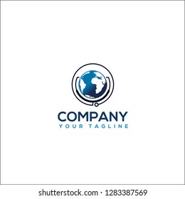 Globe sign and stethoscope doctor vector logo design template.World Health Day icon.Vector illustration - Vector 