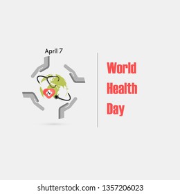 Globe sign,human hand and stethoscope vector logo design template.World Health Day icon.World Health Day idea campaign concept.Vector illustration