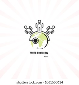 Globe sign,human icon and stethoscope vector logo design template.World Health Day icon.World Health Day idea campaign concept for greeting card and poster.Vector illustration