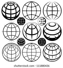 Globe signs. Vector globe sign set.