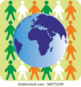 globe with sign-symbol - the unity, friendship and alliance