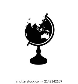 Globe Silhouette. Black and White Icon Design Element on Isolated White Background