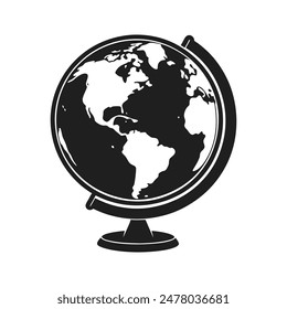 Globe silhouette on a white background. Illustration of a layout of planet Earth. Vector