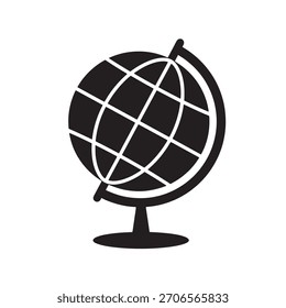Forma esférica del mundo de la silueta del globo con el icono de los meridianos