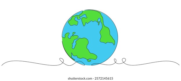 Globe in simple continuous line style. Earth Day Vector elements