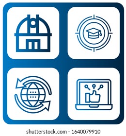 globe simple icons set. Contains such icons as Observatory, Education, Global, Social network, can be used for web, mobile and logo