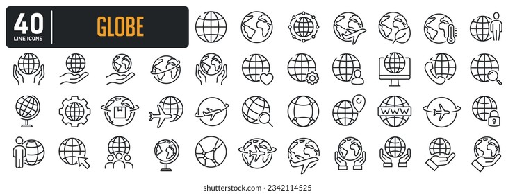 Globe simple minimal thin line icons. Related earth, globe, environment, communication. Vector illustration.