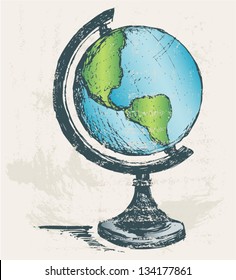 Globe sketch. Grunge style