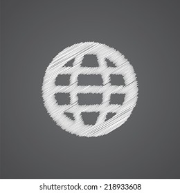 globe sketch logo doodle icon isolated on dark background 