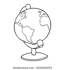 globe sketch vector illustration,isolated on white background,top view