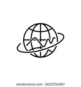 Globo com Curva de Gráfico de Linha Pequena Envolvendo Representação de Crescimento Econômico