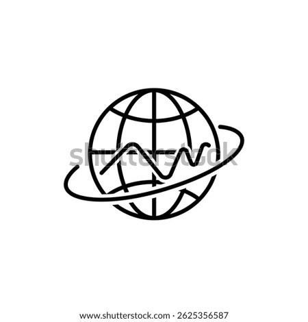 Globe with Small Line Chart Curve Wrapping Around Representing Economic Growth