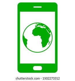 Globe and smartphone on white