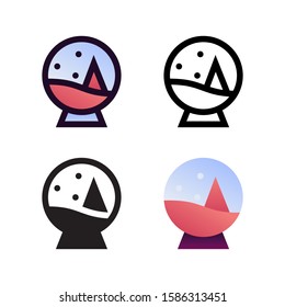 Globe Snowball logo icon design in four style. Line, Glyph, Flat Gradient and Color Line style