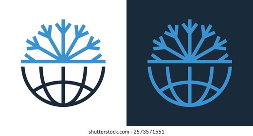 globe snowflake icon logo design abstract vector