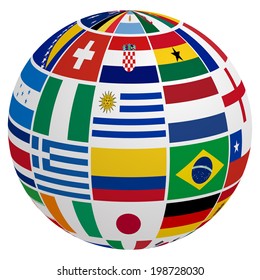 Globe of soccer team flag