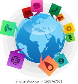 globe with social icons design