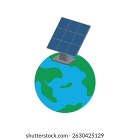 Globo con el icono del panel solar que representa la energía solar global y las soluciones de energía sostenible del mundo.