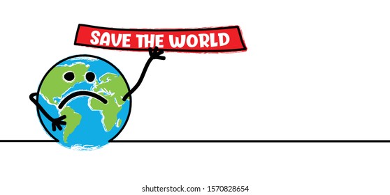 Globe sos save the world earth planet day cartoon comic Stop ocean pollution save world vector icon icons sign fun funny line pattern Eco concept poster banner bag bottle packing global warning CO2