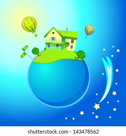 globe in the space with comet