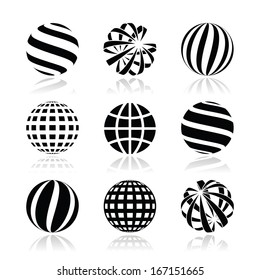 Globe sphere, earth vector icons set