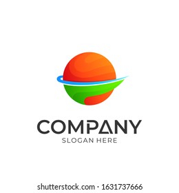 globe sphere logo design, abstract planet vector icon illustration 