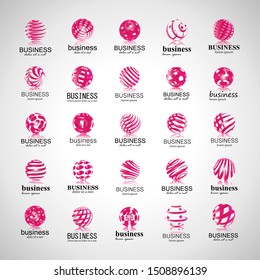 Globe And Sphere Logo Set - Isolated On Gray Background - Vector. Abstract Globe Vector For Web Icon, Tech Logo And Element Design. 3D Icons For Earth, Global, Sphere, Travel, Planet And World Logo