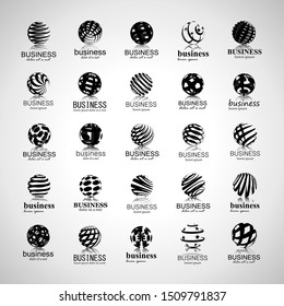 Globe And Sphere Logo Set - Isolated On Gray Background - Vector. Abstract Globe Vector For Web Icon, Tech Logo And Element Design. 3D Icons For Earth, Global, Sphere, Travel, Planet And World Logo