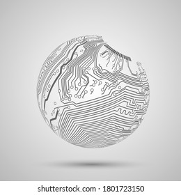 Globe, Sphere Micro Chip, Microprocessor Vector Illustration Isolated