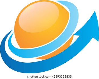 globe sphere planet arrow vector logo