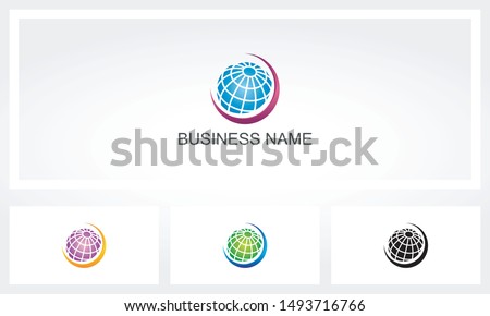 Globe Sphere With Swoosh Line Logo