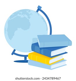 Globe and stack of books for World Book Day
