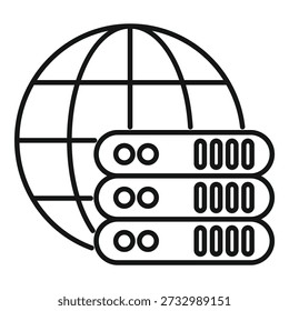 Globe and stacked server racks representing worldwide data connection and hosting services