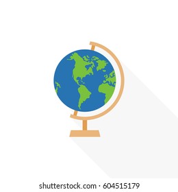 Globe Stand Icon, Flat Design